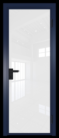 Межкомнатная дверь 1AG Cиний матовый RAL5003 стекло Белый триплекс    Profil Doors