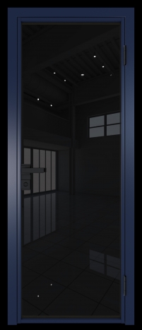 Межкомнатная дверь 1AG Cиний матовый RAL5003 стекло Черный триплекс    Profil Doors