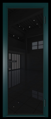 Межкомнатная дверь 1AG Зеленый матовый RAL6004 стекло Черный триплекс    Profil Doors