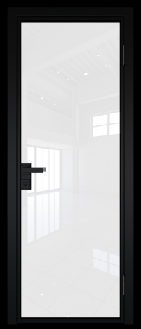 Межкомнатная дверь 1AG Черный матовый RAL9005 стекло Белый триплекс    Profil Doors