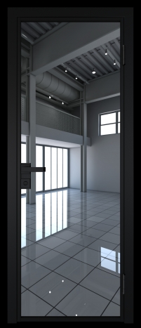 Межкомнатная дверь 1AG Черный матовый RAL9005 стекло Зеркало    Profil Doors