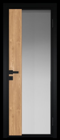 Межкомнатная дверь 7AG Черный матовый RAL9005 стекло Матовое  вставка Каштан натуральный  Profil Doors