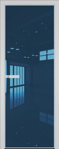 Межкомнатная дверь 1AGN Белый матовый RAL9003 (с наличником) стекло Blue зеркало    Profil Doors