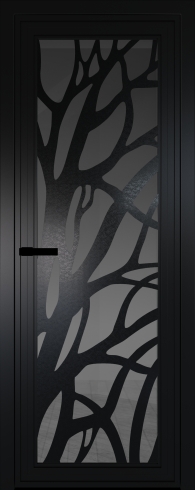 Межкомнатная дверь 1AGP Черный матовый RAL9005 стекло Тонированное  вставка Рисунок 2  Profil Doors