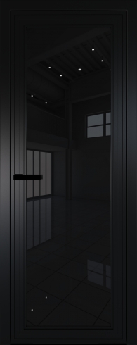 Межкомнатная дверь 1AGP Черный матовый RAL9005 стекло Черный триплекс  вставка -  Profil Doors