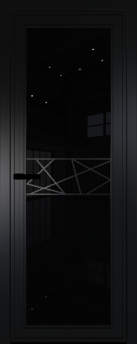 Межкомнатная дверь 1AGP Черный матовый RAL9005 стекло Черный триплекс  вставка Рисунок 1  Profil Doors