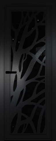 Межкомнатная дверь 1AGP Черный матовый RAL9005 стекло Черный триплекс  вставка Рисунок 2  Profil Doors