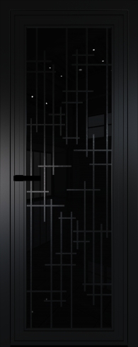 Межкомнатная дверь 1AGP Черный матовый RAL9005 стекло Черный триплекс  вставка Рисунок 6  Profil Doors
