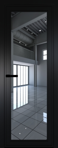 Межкомнатная дверь 1AGP Черный матовый RAL9005 стекло Зеркало  вставка -  Profil Doors