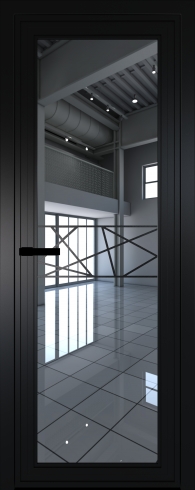 Межкомнатная дверь 1AGP Черный матовый RAL9005 стекло Зеркало  вставка Рисунок 1  Profil Doors