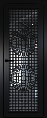 Межкомнатная дверь 1AGP Черный матовый RAL9005 стекло Зеркало  вставка Рисунок 3  Profil Doors
