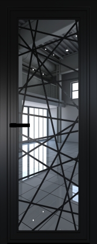 Межкомнатная дверь 1AGP Черный матовый RAL9005 стекло Зеркало  вставка Рисунок 4  Profil Doors