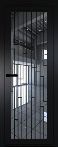 Межкомнатная дверь 1AGP Черный матовый RAL9005 стекло Зеркало  вставка Рисунок 5  Profil Doors