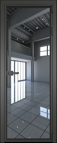 Межкомнатная дверь 1AV Серая ночь стекло Зеркало    Profil Doors