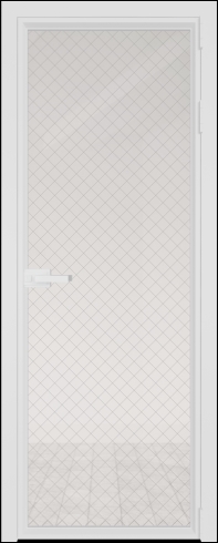 Межкомнатная дверь 1AV Белый матовый RAL9003 стекло Ромб серебро    Profil Doors
