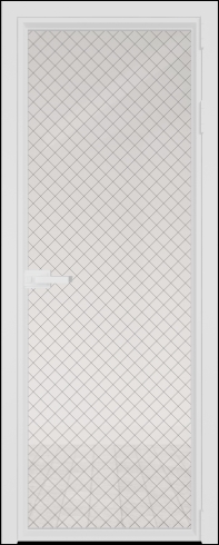 Межкомнатная дверь 1AV Белый матовый RAL9003 стекло Ромб черный    Profil Doors