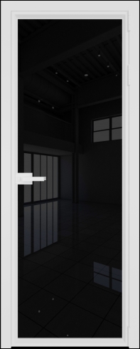 Межкомнатная дверь 1AV Белый матовый RAL9003 стекло Черный триплекс    Profil Doors