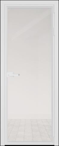 Межкомнатная дверь 1AV Белый матовый RAL9003 стекло Прозрачное    Profil Doors