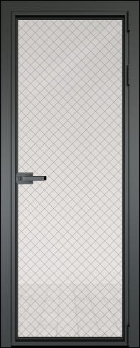 Межкомнатная дверь 1AX Серая ночь стекло Ромб черный    Profil Doors
