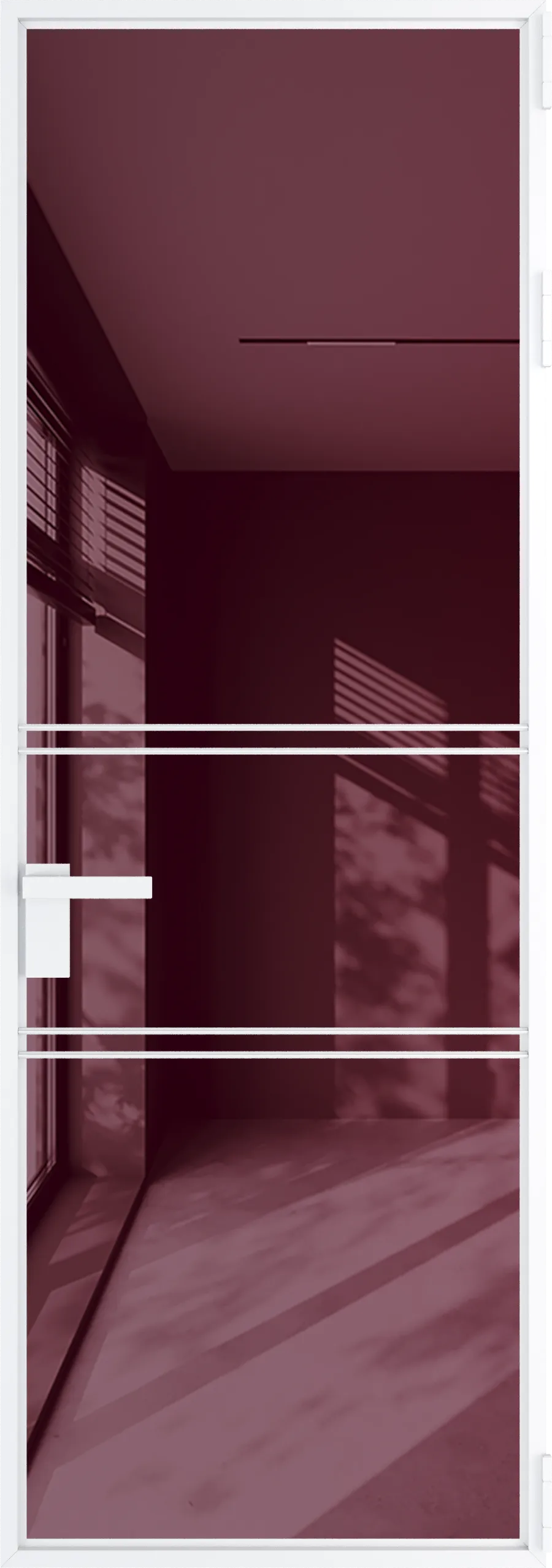 Межкомнатная дверь 2AXO Вайт стекло Бордовый триплекс    Profil Doors