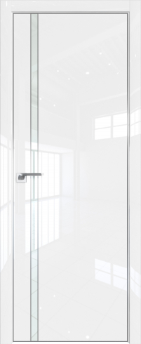 Межкомнатная дверь 21LE Белый люкс стекло Lacobel Белый лак   кромка Матовая Profil Doors