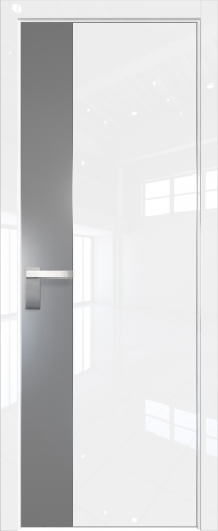 Межкомнатная дверь 100LK Белый люкс стекло Lacobel Серебряный лак   кромка Матовая с 4-х сторон Profil Doors