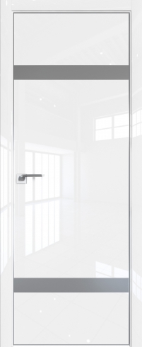 Межкомнатная дверь 103LK Белый люкс стекло Lacobel Серебряный лак   кромка Матовая с 4-х сторон Profil Doors