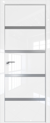 Межкомнатная дверь 120LK Белый люкс стекло Lacobel Серебряный лак   кромка Матовая с 4-х сторон Profil Doors