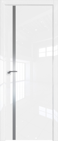 Межкомнатная дверь 122LK Белый люкс стекло Lacobel Серебряный лак   кромка ABS в цвет с 4-х сторон Profil Doors