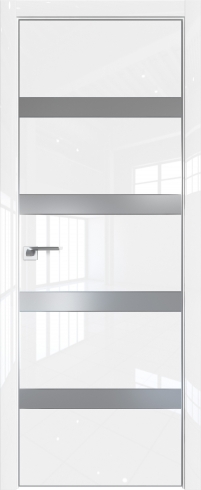 Межкомнатная дверь 126LK Белый люкс стекло Lacobel Серебряный лак   кромка Матовая с 4-х сторон Profil Doors