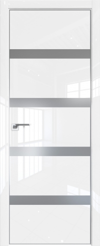 Межкомнатная дверь 26LK Белый люкс стекло Lacobel Серебряный лак   кромка Матовая с 4-х сторон Profil Doors