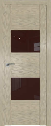 Межкомнатная дверь 21N Дуб SKY Крем стекло Lacobel Коричневый лак    Profil Doors