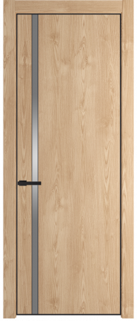 Межкомнатная дверь 21NE Каштан натуральный стекло Lacobel Серебряный лак   кромка Черный матовый RAL9005 Profil Doors