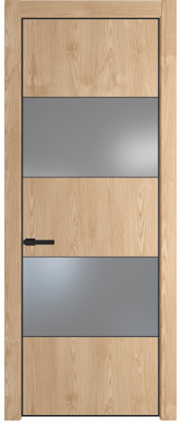 Межкомнатная дверь 22NE Каштан натуральный стекло Lacobel Серебряный лак   кромка Черный матовый RAL9005 Profil Doors