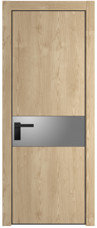 Межкомнатная дверь 17NE Каштан натуральный стекло Lacobel Серебряный лак   кромка Черный матовый RAL9005 Profil Doors