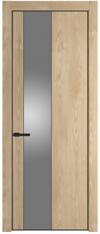 Межкомнатная дверь 19NE Каштан натуральный стекло Lacobel Серебряный лак   кромка Черный матовый RAL9005 Profil Doors