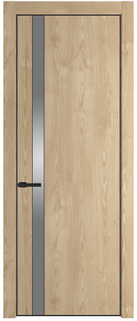 Межкомнатная дверь 18NE Каштан натуральный стекло Lacobel Серебряный лак   кромка Черный матовый RAL9005 Profil Doors