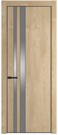 Межкомнатная дверь 20NE Каштан натуральный стекло Lacobel Серебряный лак   кромка Черный матовый RAL9005 Profil Doors