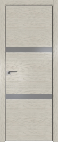 Межкомнатная дверь 30NK Дуб SKY Белёный стекло Lacobel Серебряный лак   кромка Матовая с 4-х сторон Profil Doors