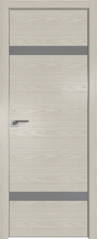 Межкомнатная дверь 3NK Дуб SKY Белёный стекло Lacobel Серебряный лак   кромка Матовая с 4-х сторон Profil Doors