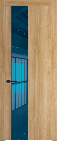 Межкомнатная дверь 19NW Дуб Карамель стекло Зеркало синее молдинг Черный матовый   Profil Doors