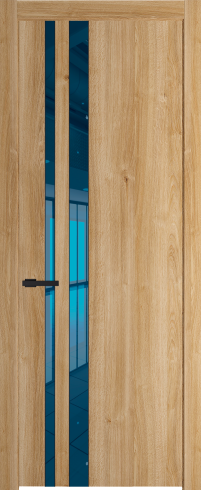Межкомнатная дверь 20NW Дуб Карамель стекло Зеркало синее молдинг Черный матовый   Profil Doors