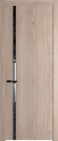 Межкомнатная дверь 21NW Дуб Сонома стекло Лоран узор золото молдинг Черный матовый   Profil Doors