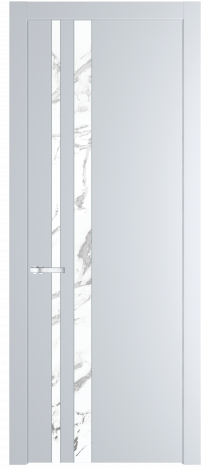 Межкомнатная дверь 20PW Вайт (RAL 110 96 02) стекло Нефи белый узор серебро молдинг Серебро   Profil Doors