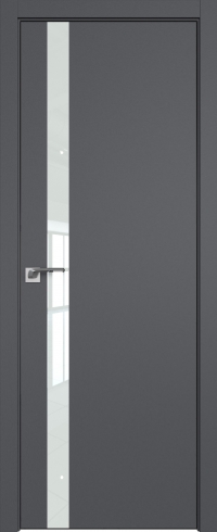 Межкомнатная дверь 6SMK Серый матовый стекло Lacobel Белый лак   кромка Black Edition с 4-х сторон Profil Doors