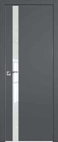 Межкомнатная дверь 6SMK Серый матовый стекло Lacobel Белый лак   кромка Матовая с 4-х сторон Profil Doors