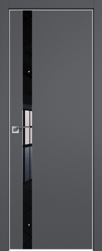 Межкомнатная дверь 6SMK Серый матовый стекло Lacobel Черный лак   кромка White Edition с 4-х сторон Profil Doors