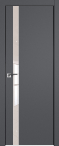Межкомнатная дверь 6SMK Серый матовый стекло Lacobel Перламутровый лак   кромка Black Edition с 4-х сторон Profil Doors