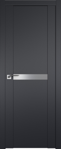 Межкомнатная дверь 2.01U Черный матовый стекло Lacobel Серебряный лак    Profil Doors