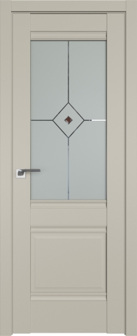 Межкомнатная дверь 2U Шеллгрей стекло Узор матовое с коричневым фьюзингом(ромб)    Profil Doors